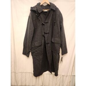 Guide Gear Coat Mens 2XL Gray Wool Hooded Reversible Overcoat Long Duffle Warm